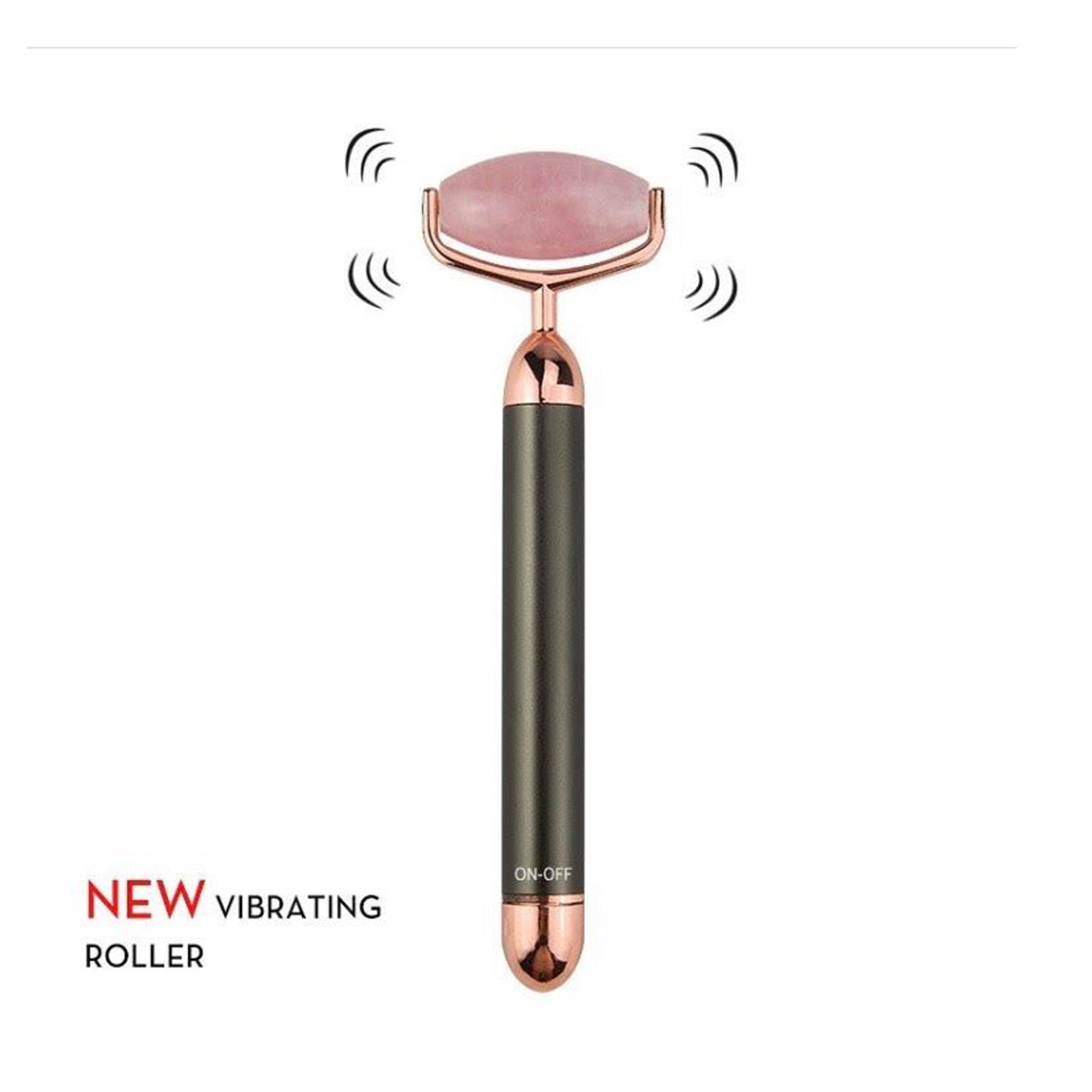Vibrating Rose Quartz Roller for Face Massage - Zobha Vibrating Rose Quartz Roller for Face Massage - Zobha